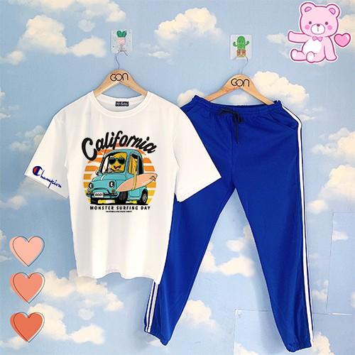 COMBO TIẾT KIỆM Set Đồ Bộ Áo Thun Tay Lửng Quần Kẻ 3Sọc, Quần Ulzzang 2 Sọc
