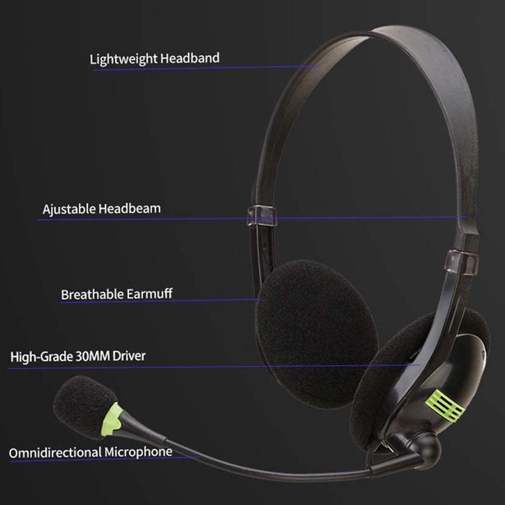 USB Headphones with Microphone Noise Cancelling Headset For Laptop NEW