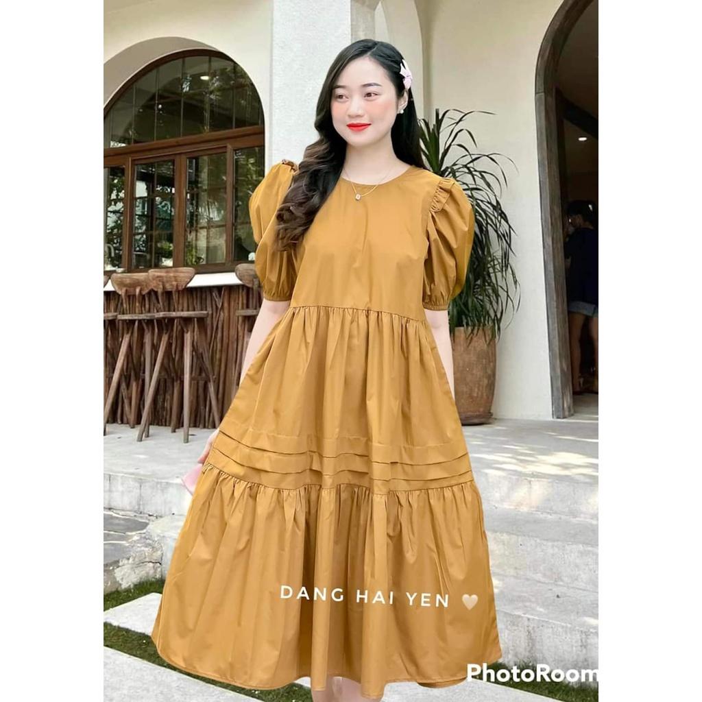 Váy Bầu Suông Đẹp Sang Chảnh- Đầm Bầu Mùa Hè Thiết Kế Tay Bo Thời Trang