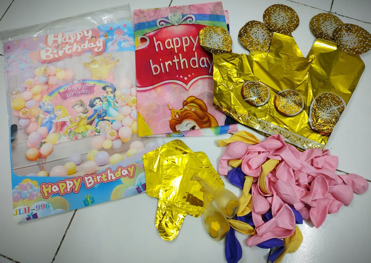 Set bong bóng trang trí sinh nhật, sự kiện cho bé chủ đề Các nàng công chúa trong phim hoạt hình