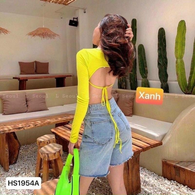 Áo tay dài hở lưng croptop buộc nơ sau siêu sexy-45N