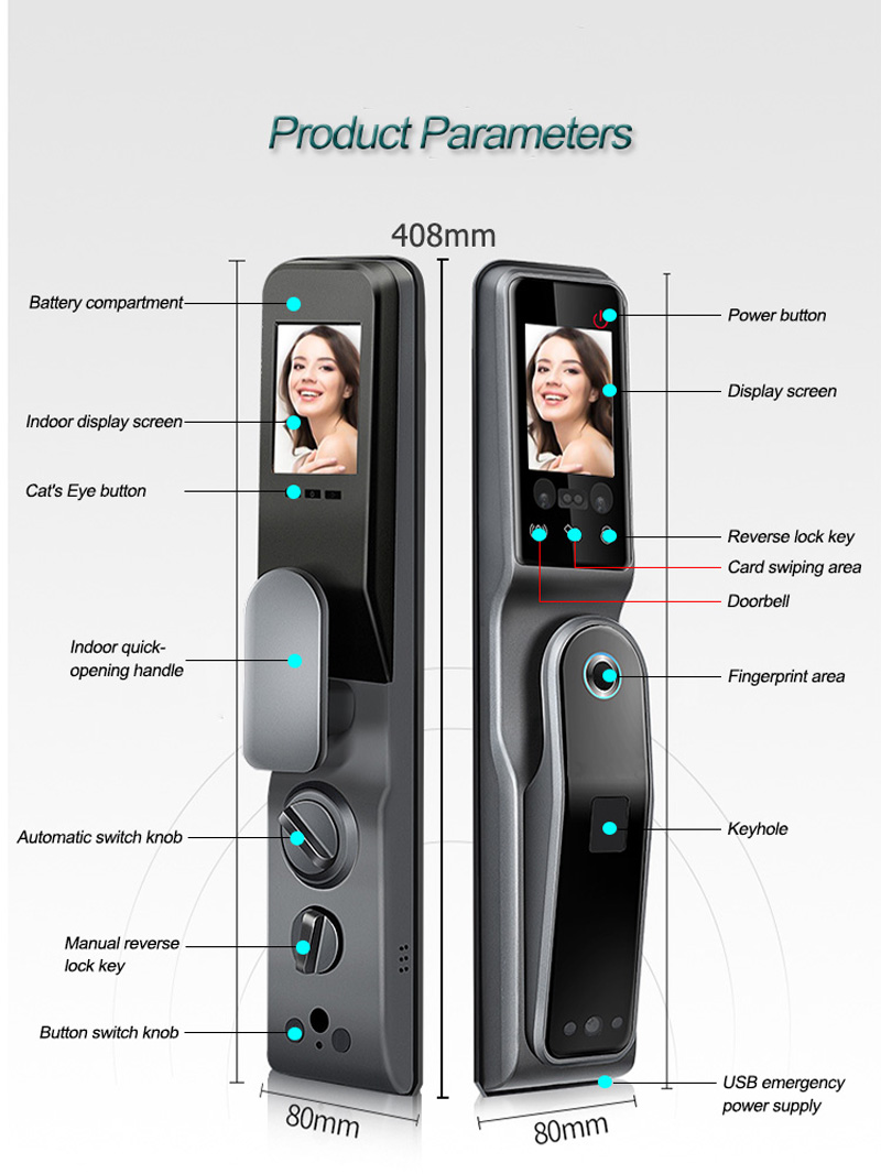 Khóa Cửa Thông Minh Face ID Có Màn Hình Wifi Điều Khiển Qua Ứng Dụng Smart Life  SHP-DL7Lv2