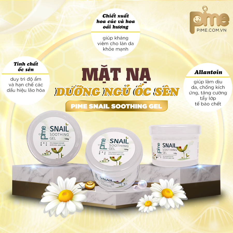 MẶT NẠ GEL DƯỠNG NGỦ ỐC SÊN PIME SNAIL SOOTHING 100G