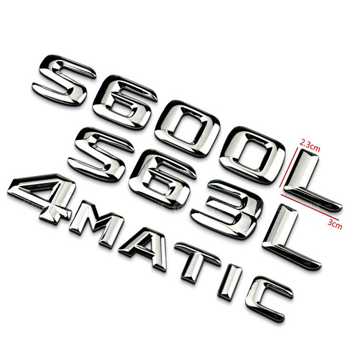 Decal tem chữ S600L dán đuôi xe ô tô - Chất liệu: Hợp kim inox  - Màu sắc: Bạc