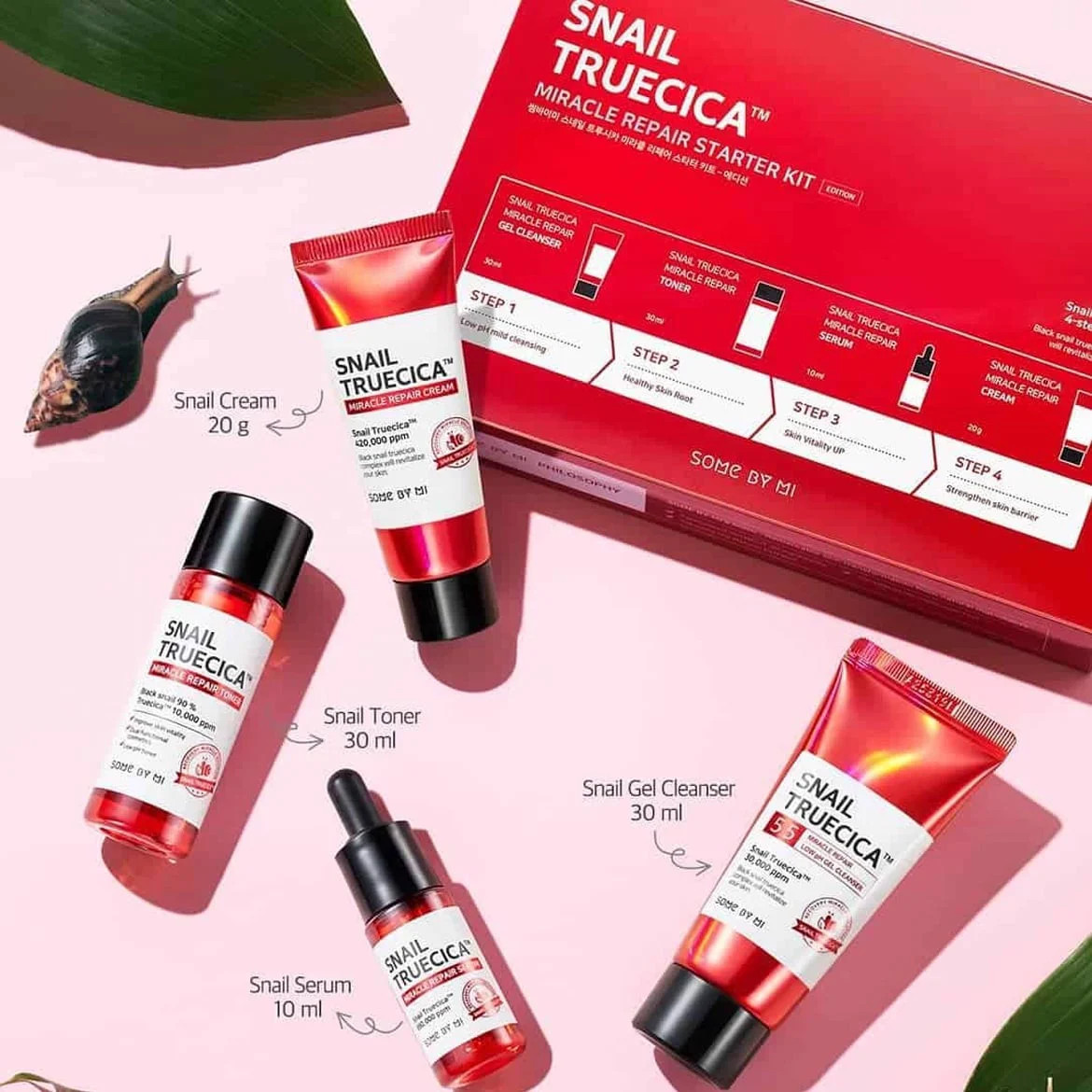 Tinh Chất  Phục Hồi Some By Mi Snail Truecica Miracle Repair Serum MINISIZE 10ml+ Tặng Kèm 1 Băng Đô Tai Mèo Xinh Xắn