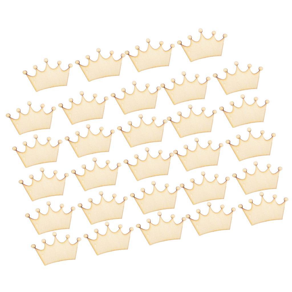 4-5pack 24 Pieces Unfinished Crown Shape Wooden Pieces DIY Craft Embellishments