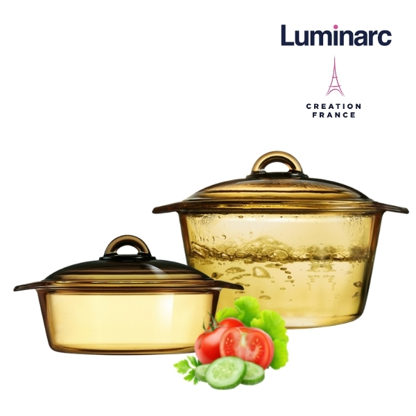 Bộ 2 nồi thuỷ tinh Luminarc Blooming Amberline 1L+3L LUBL1030