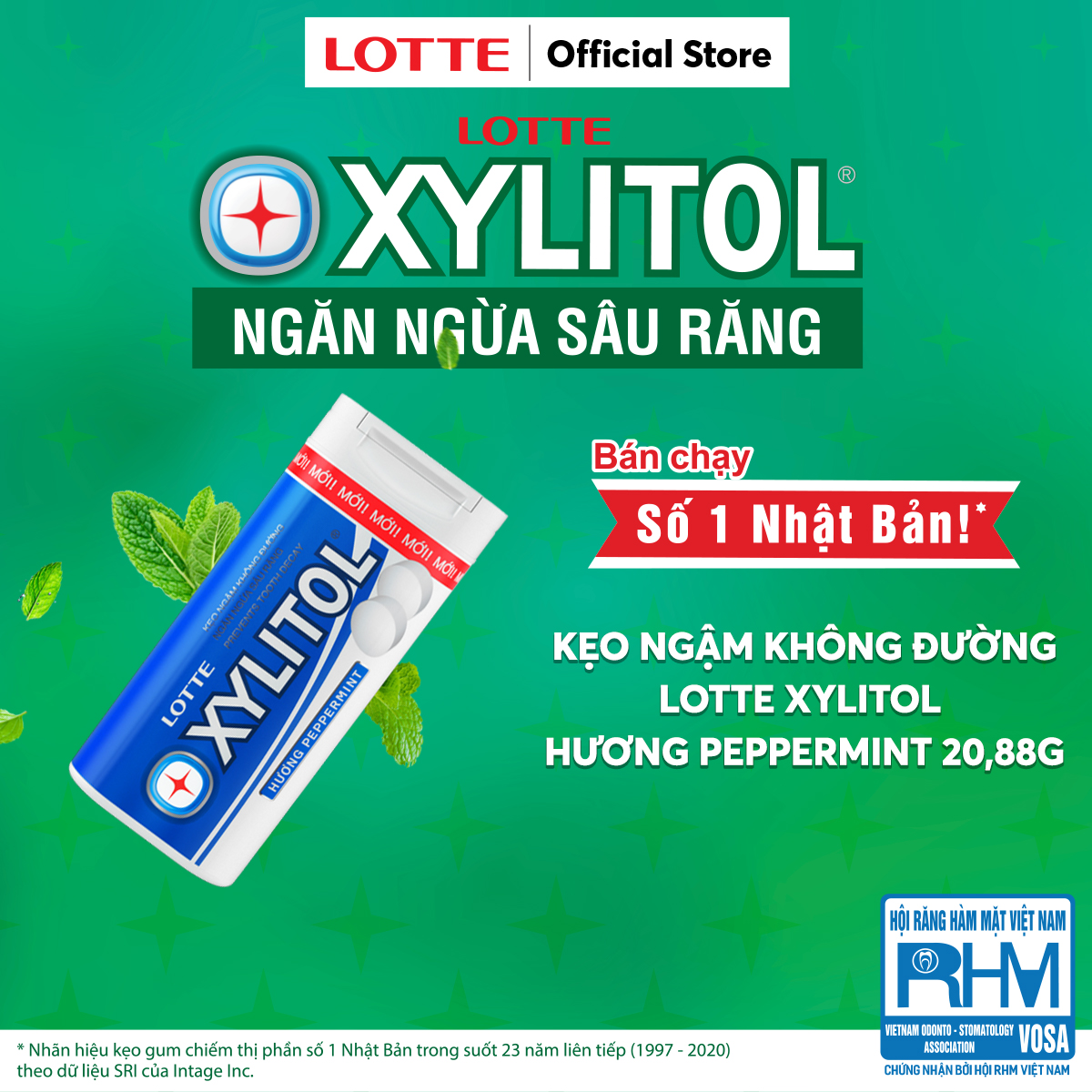 Kẹo ngậm không đường Lotte Xylitol - hương Peppermint 20,88 g