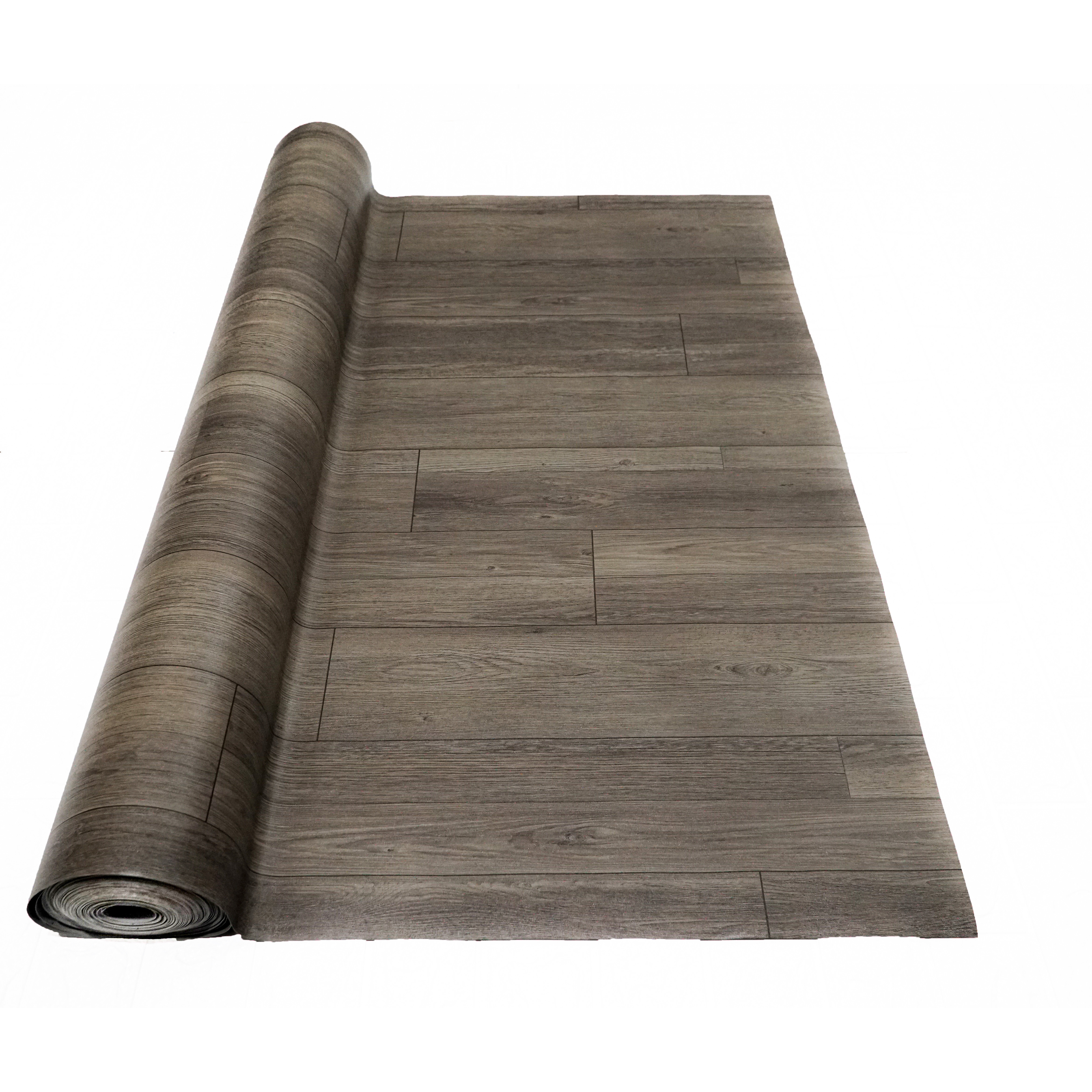Thảm nhựa simili trải sàn vân gỗ màu xám siêu bền, chống nước tuyệt đối