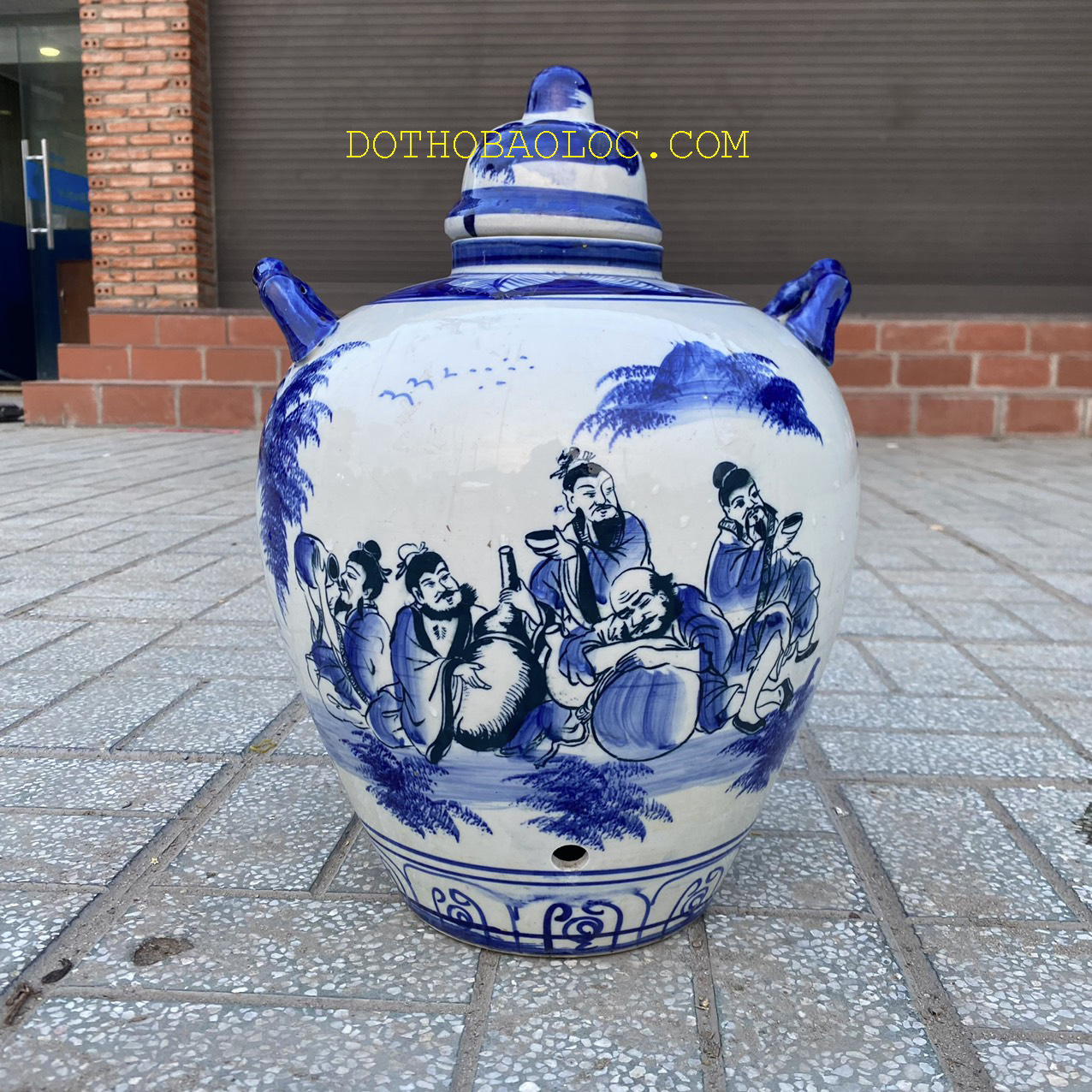 Bình ngâm ruou sứ Bát Tràng Tài Lộc có vòi 15 lít