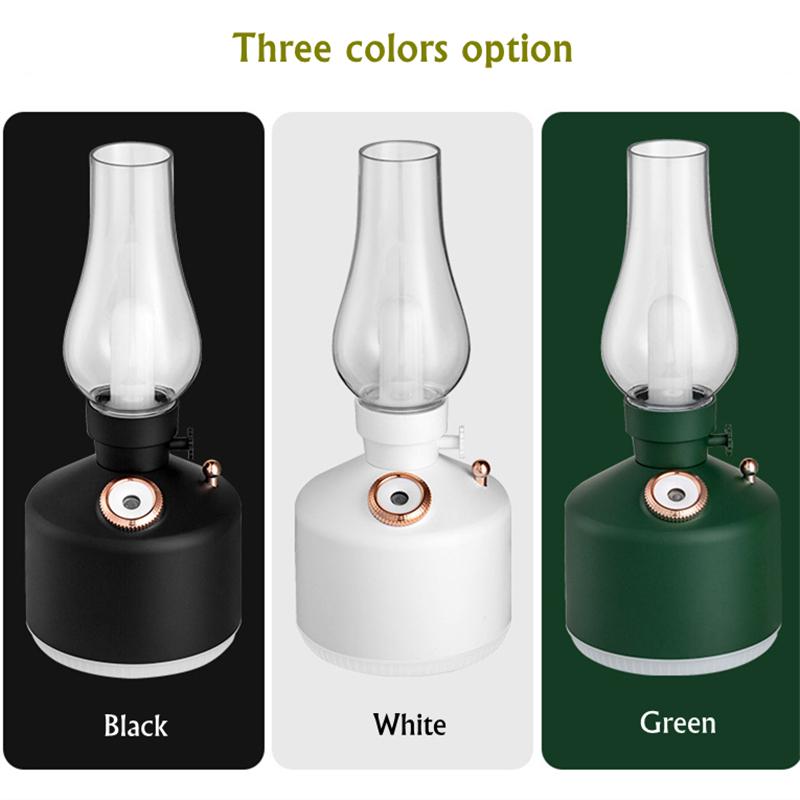USB Có Thể Sạc Retro Dầu Lửa Đèn Máy Tạo Độ Ẩm Không Khí Có Đèn LED Ánh Sáng Khuếch Tán Hương Thơm Không Dây Phun Sương Tạo Trang Trí Nhà