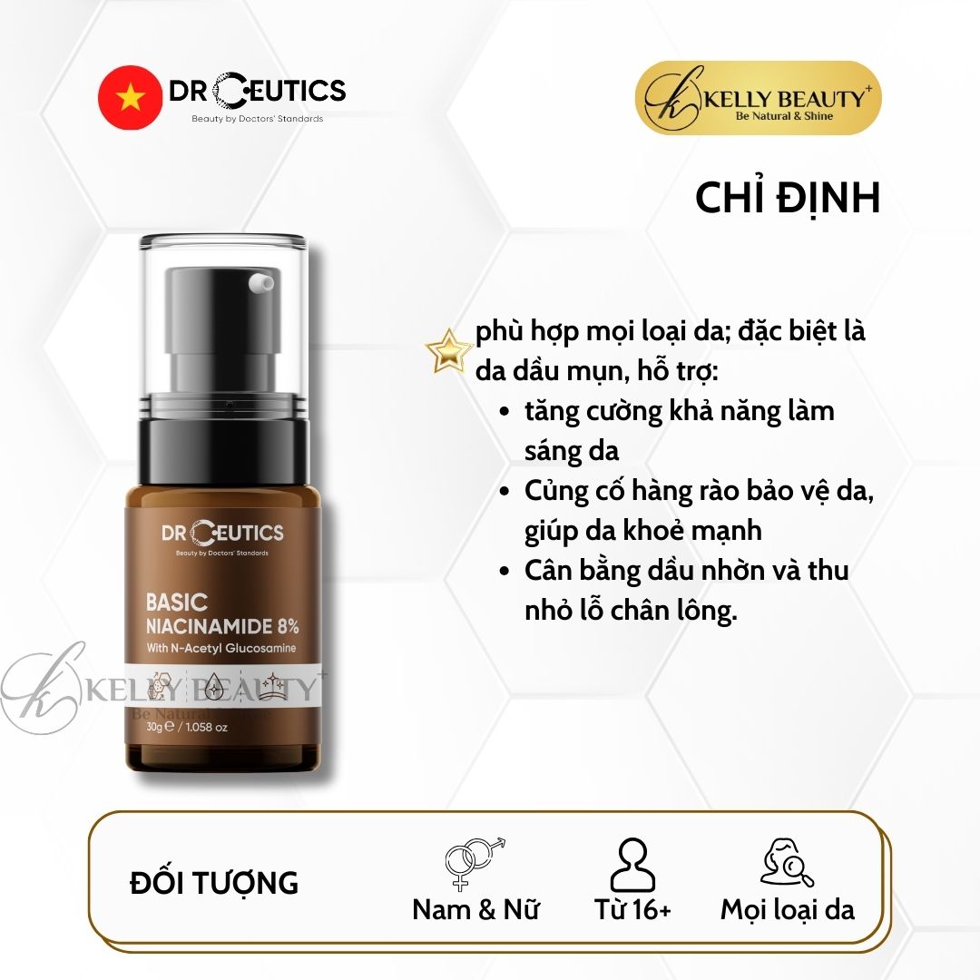 Tinh Chất Sáng Khỏe Da DrCeutics Basic Niacinamide 8% + NAG | Kelly Beauty