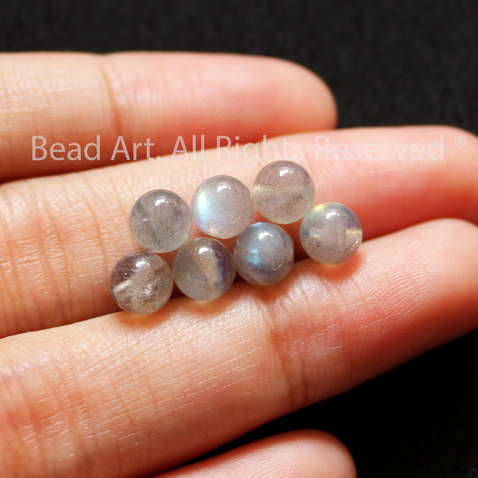 [1 Hạt/3 Hạt] 6MM Hạt Đá Labradorite Ánh Cầu Vồng Tự Nhiên Loại AB, Hắc Nguyệt Quang, Phối Vòng Tay Phong Thuỷ, Chuỗi Hạt, Mọi Cung Mệnh - Bead Art