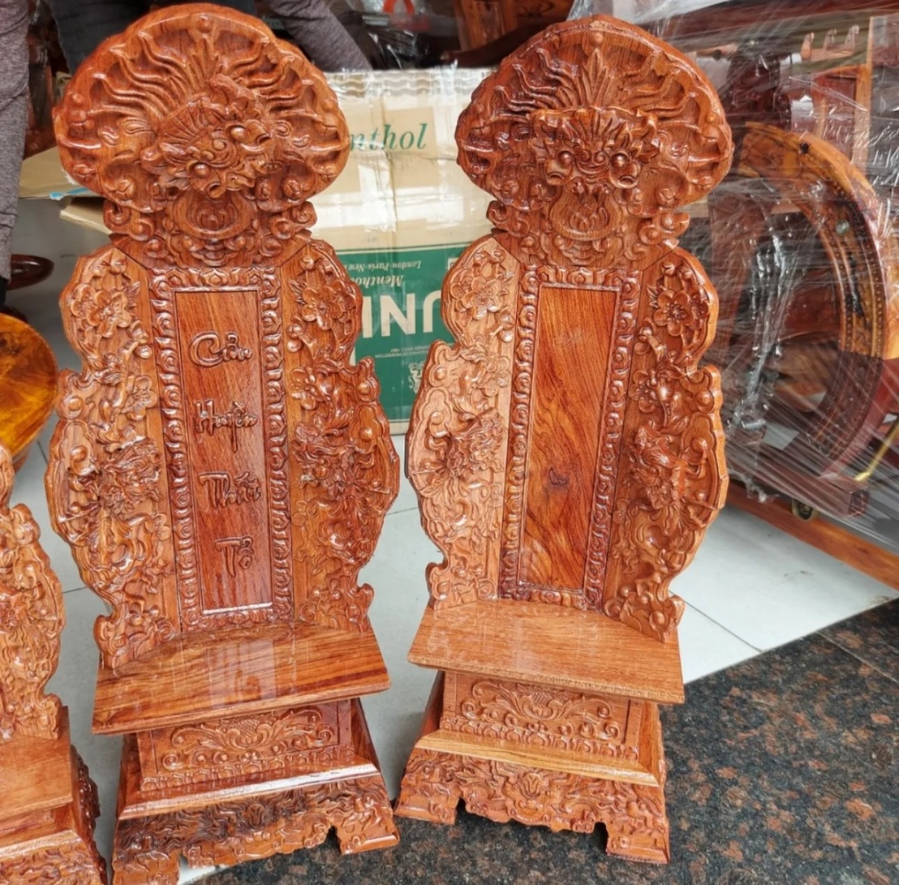 Bài vị thờ cửu huyền thất tổ gia tiên gỗ hương cao 41cm