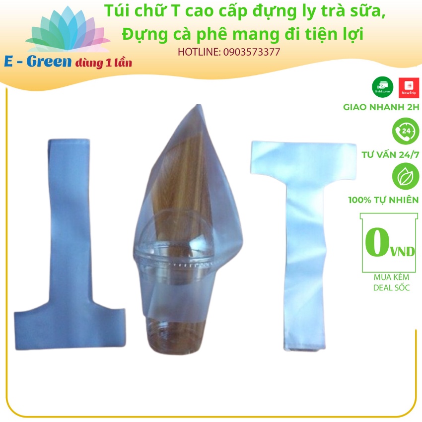 Túi chữ T cao cấp đựng ly trà sữa, đựng cà phê mang đi tiện lợi - 500gr - Egreendùng1lần