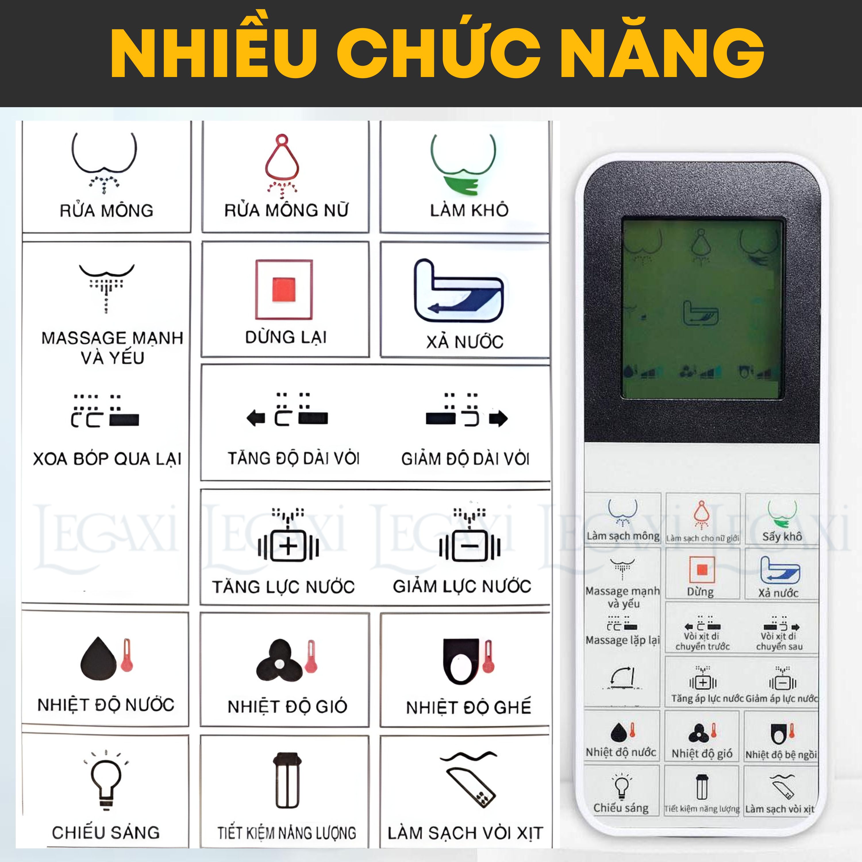 Bồn cầu thông minh toilet xịt rửa tự động remote sấy khô bệ xí cầu tiêu đa năng nhà tắm nhà vệ sinh Legaxi