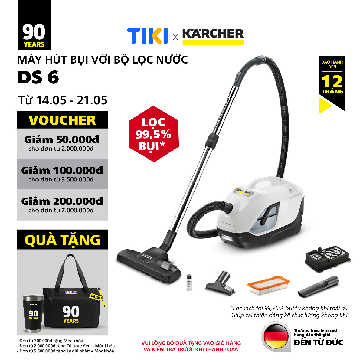 Máy Hút Bụi Với Bộ Lọc Nước Karcher DS 6 - Hàng chính hãng
