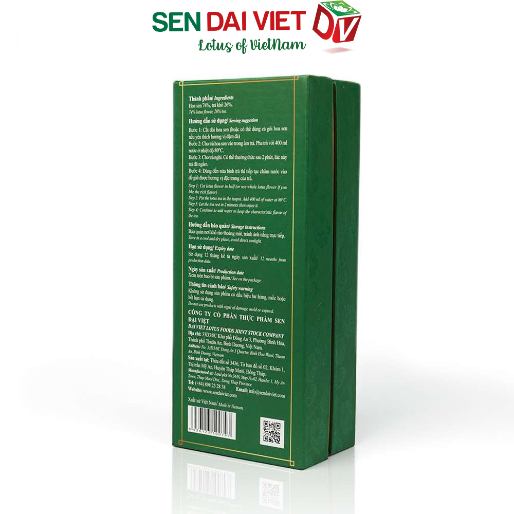 Trà Hoa Sen Sấy Thăng Hoa- Tinh Hoa Thiên Nhiên Việt, Hộp Quà Cao Cấp, ĐV- Sen Đại Việt- Hộp 1 Bông 16g