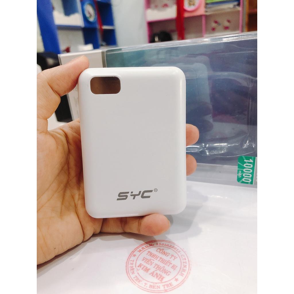 Sạc dự phòng SYC BP 350 mini dung lượng 10000 mAh, có màn hình hiển thị pin, hàng chính hãng