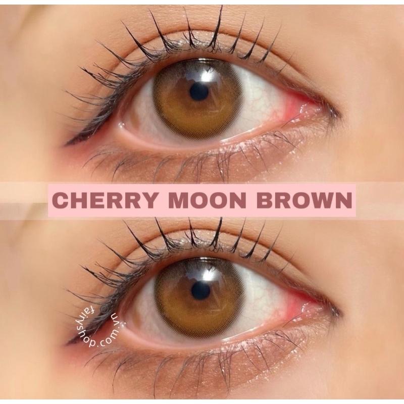 Kính Áp tròng Cherry Moon Brown 14.0mm - Lens Phủ Bóng Glowy FAIRY SHOP CONTACT LENS - Lens Trăng Khuyết