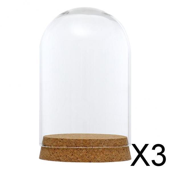 3xGlass Cover Landscape Terrarium Container Lid Vase Bottle 8x12cm