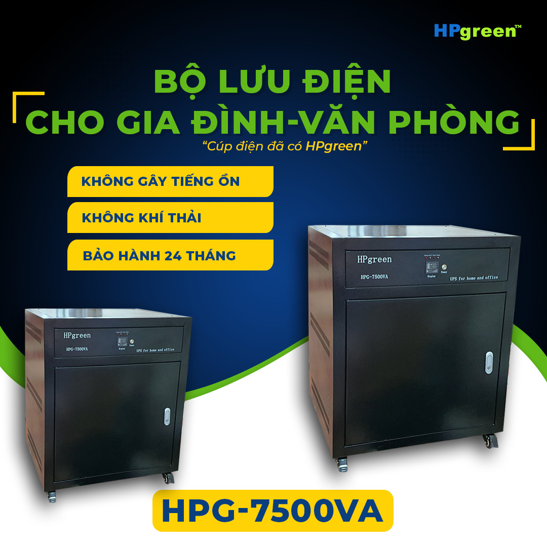 Bộ Nguồn Điện Dự Phòng HPGREEN HPG7500VA Nhập Khẩu Chính Hãng Thay Thế Cho Máy Phát Điện - Bộ Lưu Điện UPS