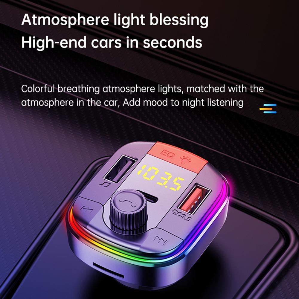 Tẩu sạc nhanh QC 3.0 hai cổng USB không dây với PD và máy nghe nhạc MP3 Bluetooth 5.0 cho xe hơi