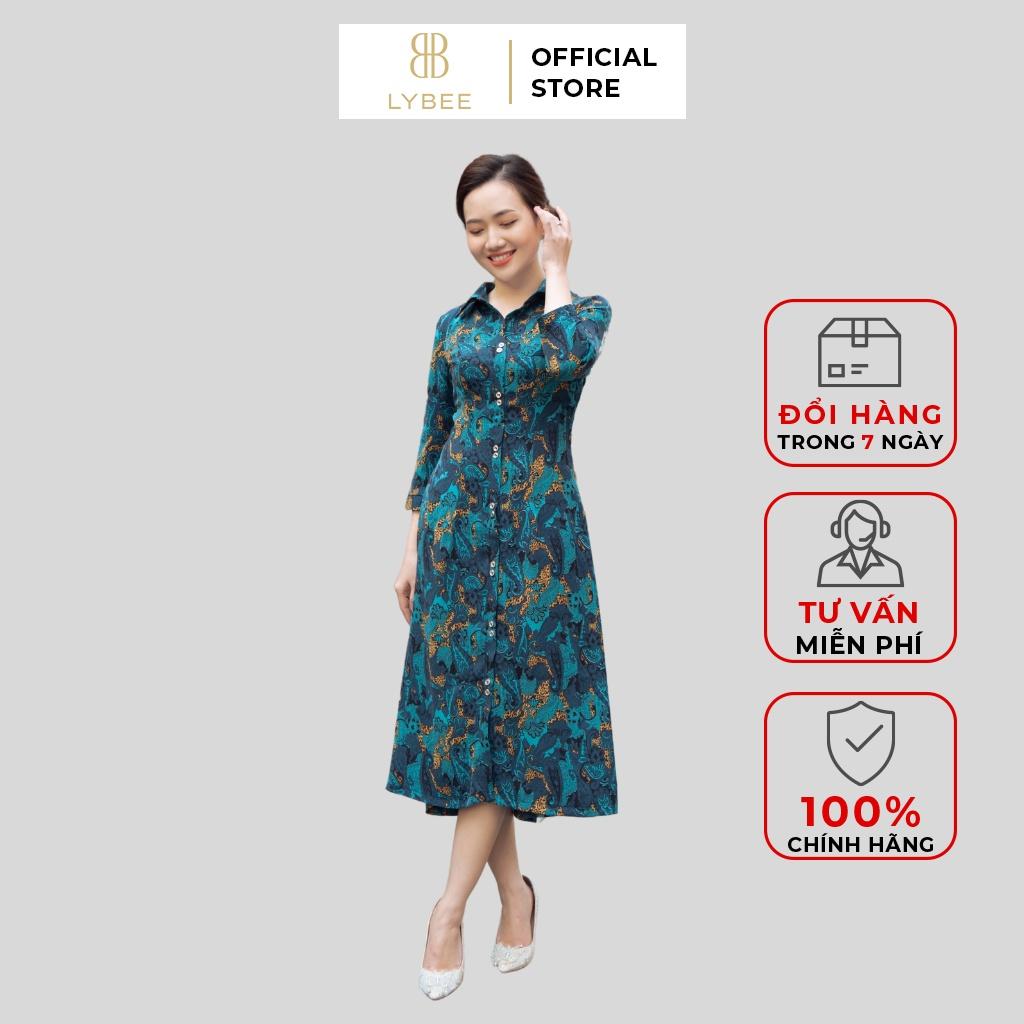 Đầm dự tiệc quý bà LYBEE thiết kế cổ Đức dài tay thanh lịch kích thước 45~75kg LV684
