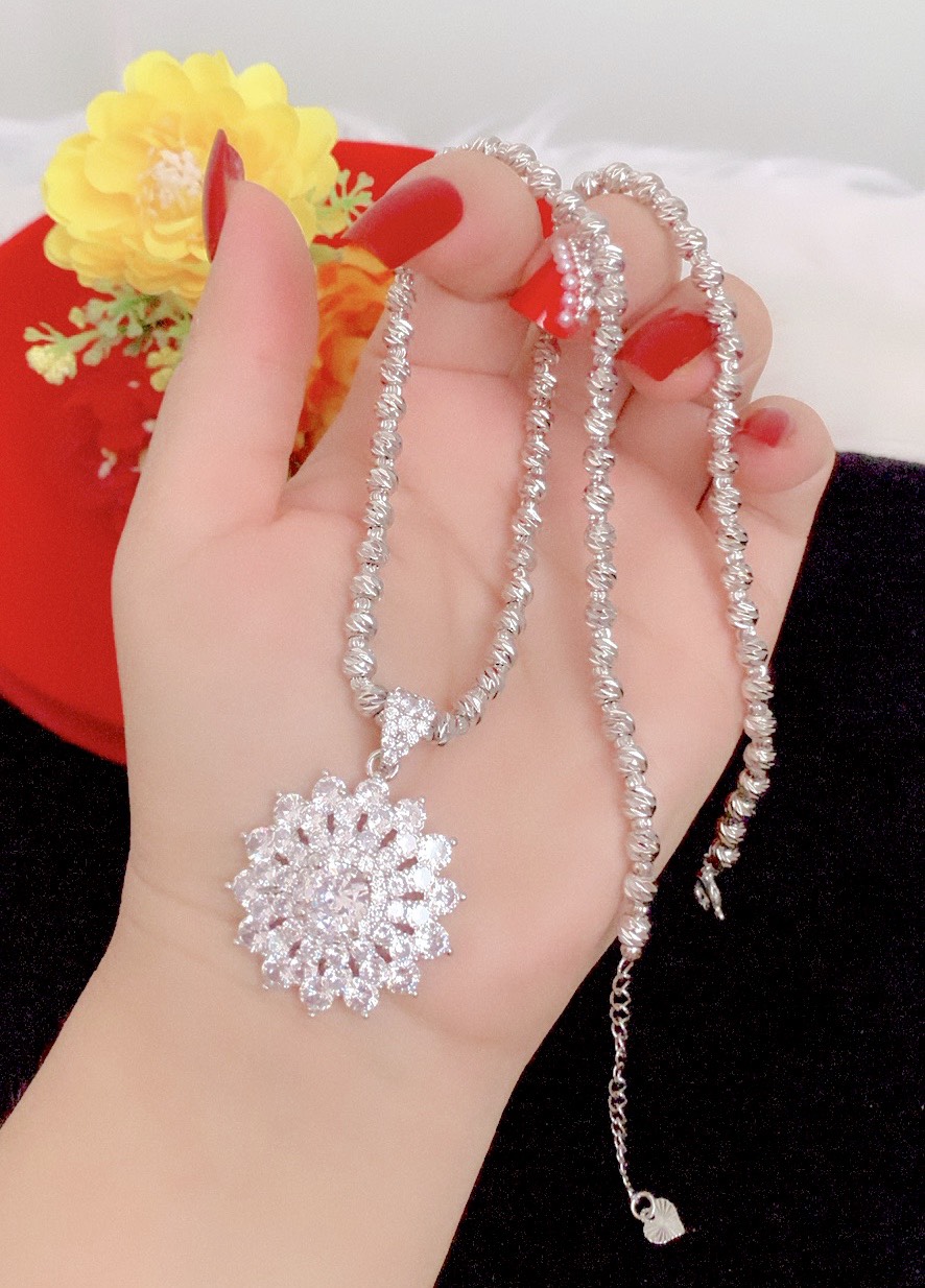 Dây chuyền bi mặt xoàn mạ bạch kim cao cấp P613