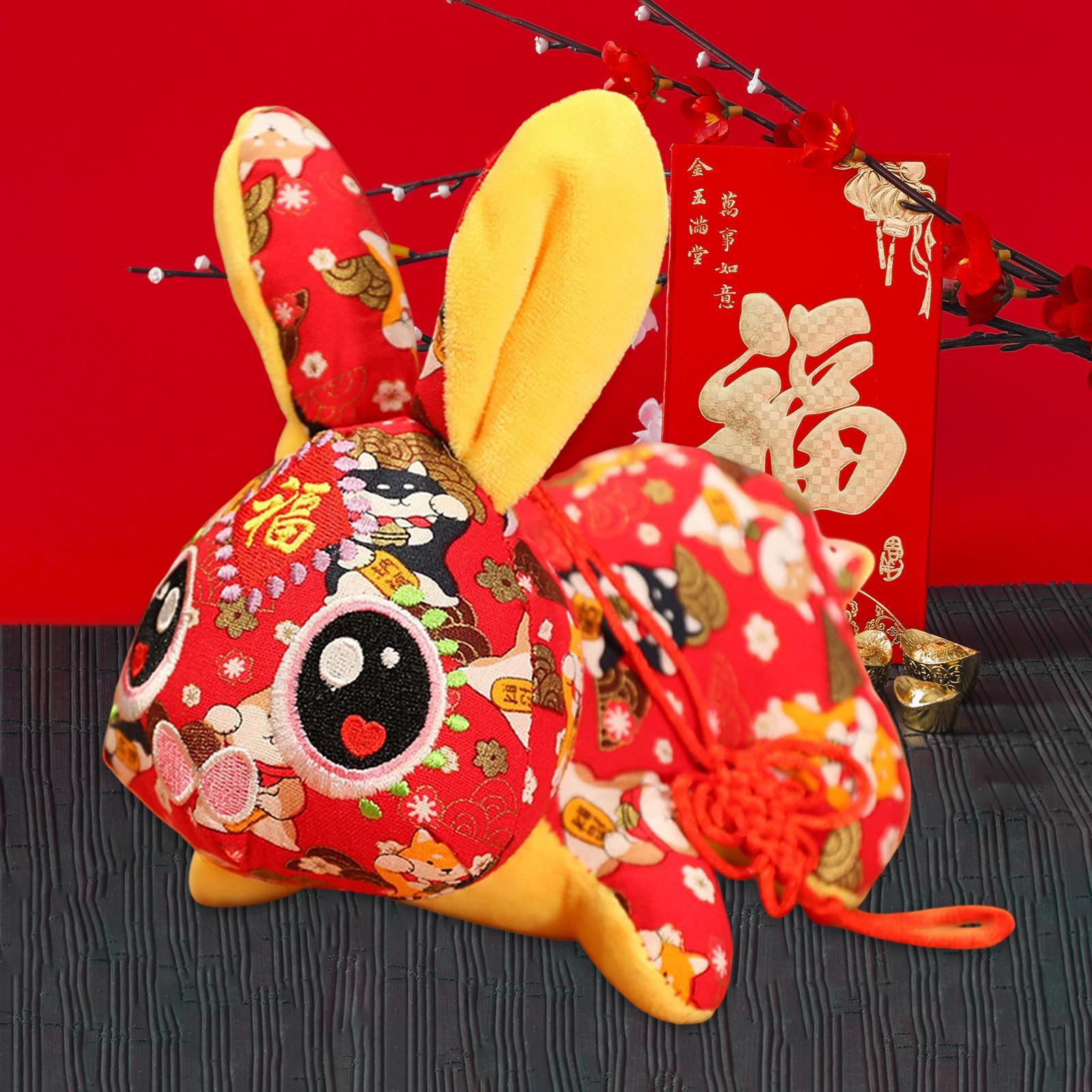2x Cute Chinese New Year Rabbit Plush Toy Bunny Doll Holiday Stuffed Animal