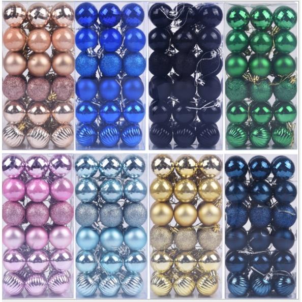 Hộp 6,12,18, 36 quả châu trang trí noel 4cm MẪU E19