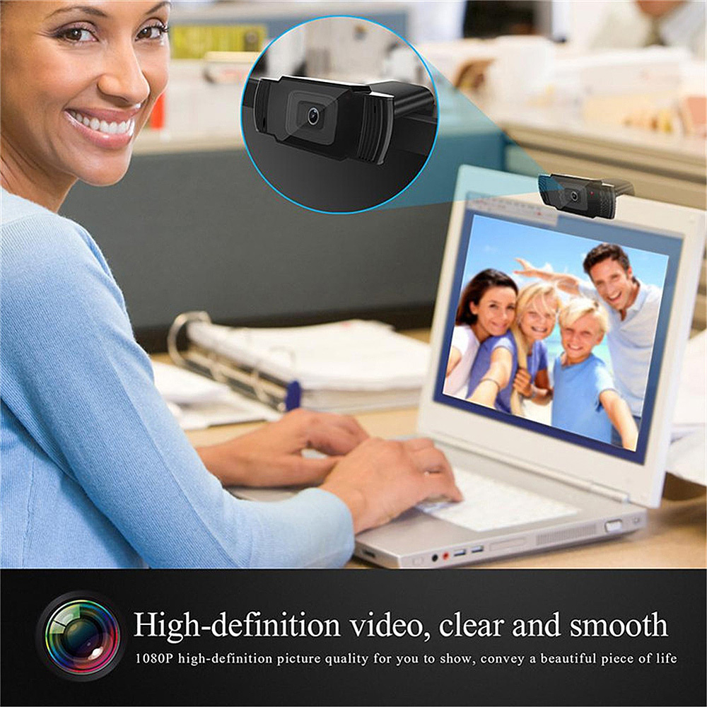 Webcam HD 1080P 30 khung hình / giây tự động lấy nét,giảm tiếng ồn cho máy tính xách tay