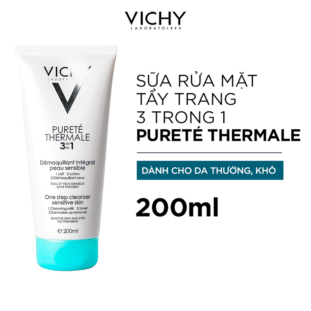 Sữa Rửa Mặt Tẩy Trang 3 Tác Dụng - Purete Thermale One Step Cleanser (3 In 1) Vichy 200ml - 100703307