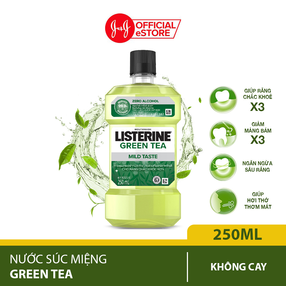 Nước Súc Miệng ngừa sâu răng Listerine natural green tea 250ml - 100953222