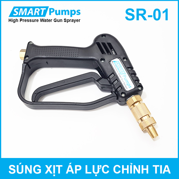 Súng xịt áp lực rửa xe vệ sinh máy lạnh tưới cây có chỉnh tia ren trong 13mm Smartpumps