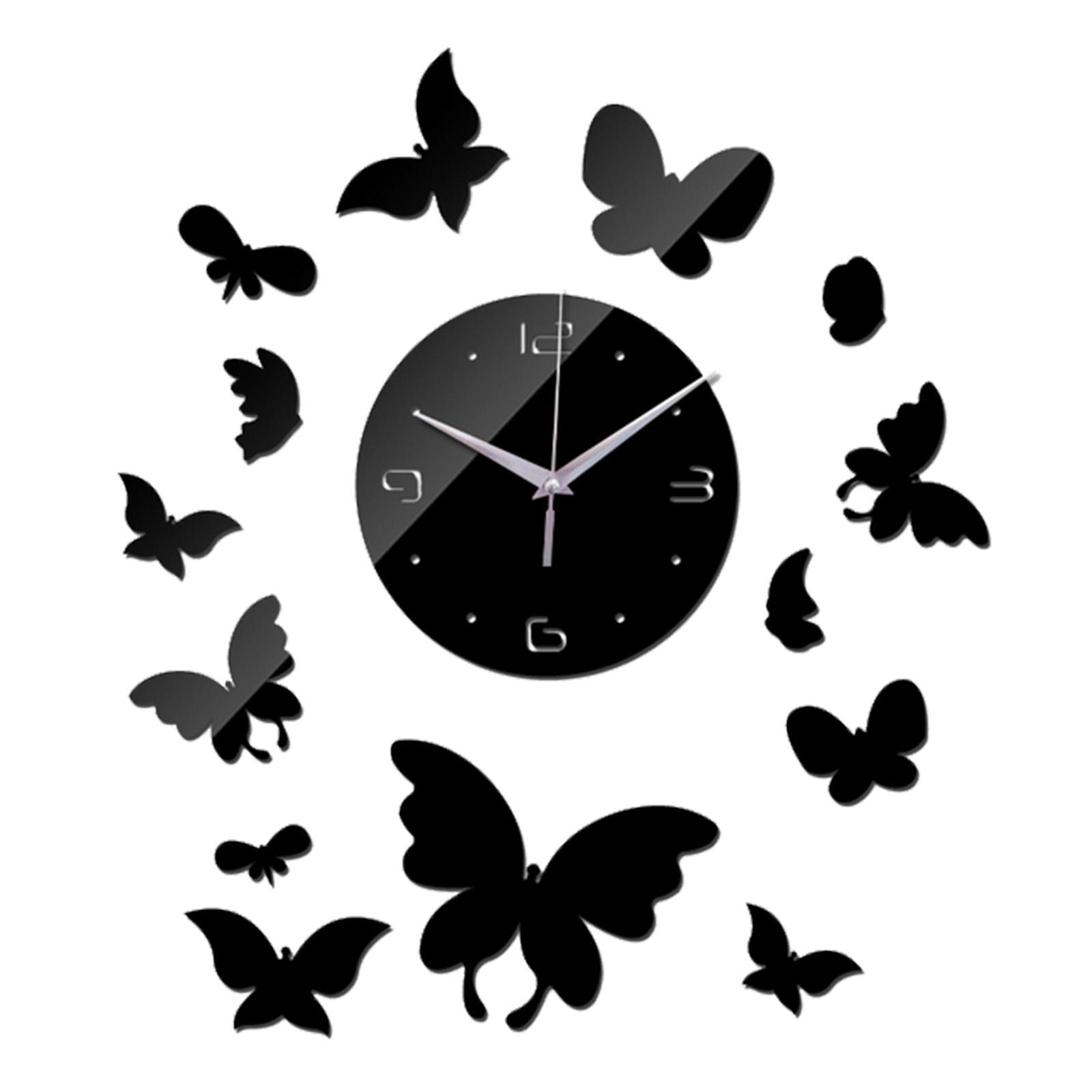 Modern Wall Clock Geometric Mute DIY Mirror Acrylic for Office Home