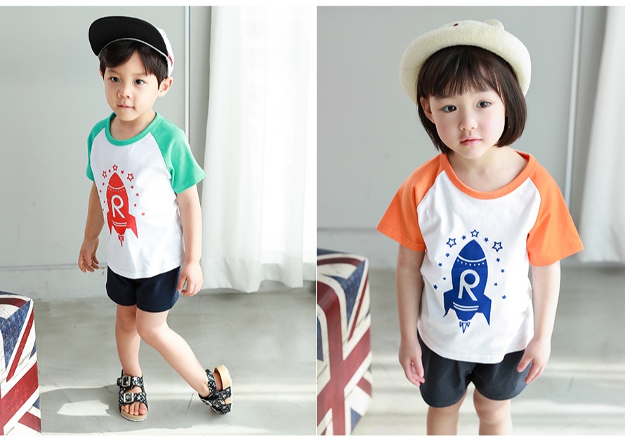 Bộ sọt cộc tay quần áo bé trai bé gái - Star country short sleeve set