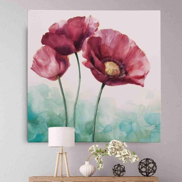 Tranh canvas decor 3 bông hoa. Kt:40x40cm
