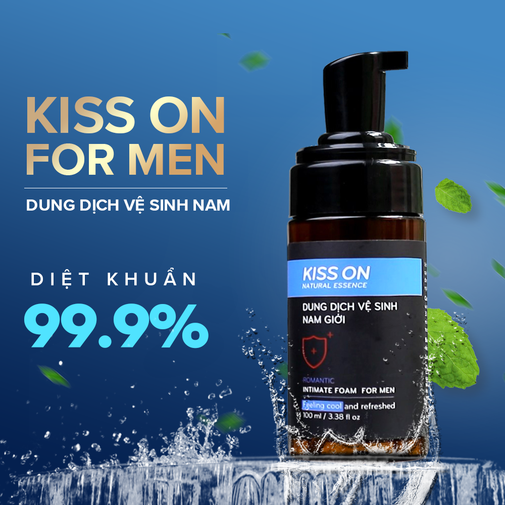 Dung dịch vệ sinh nam tạo bọt KISS ON giúp làm sạch, khử mùi hôi, ngăn vi khuẩn, nấm ngứa thành phần thiên nhiên JN-KI-VS01