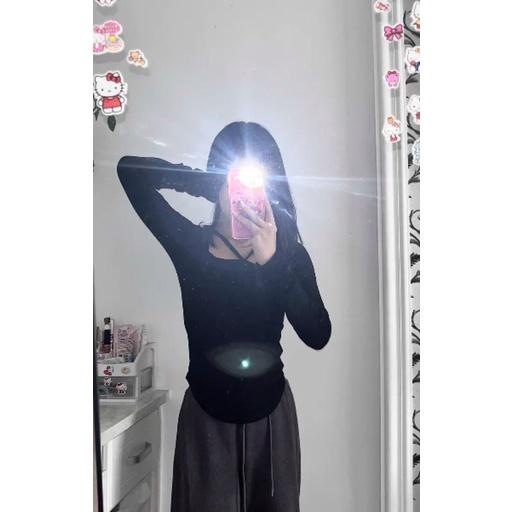 ÁO KIỂU TAY DÀI ÔM BODY TRẮNG ĐEN