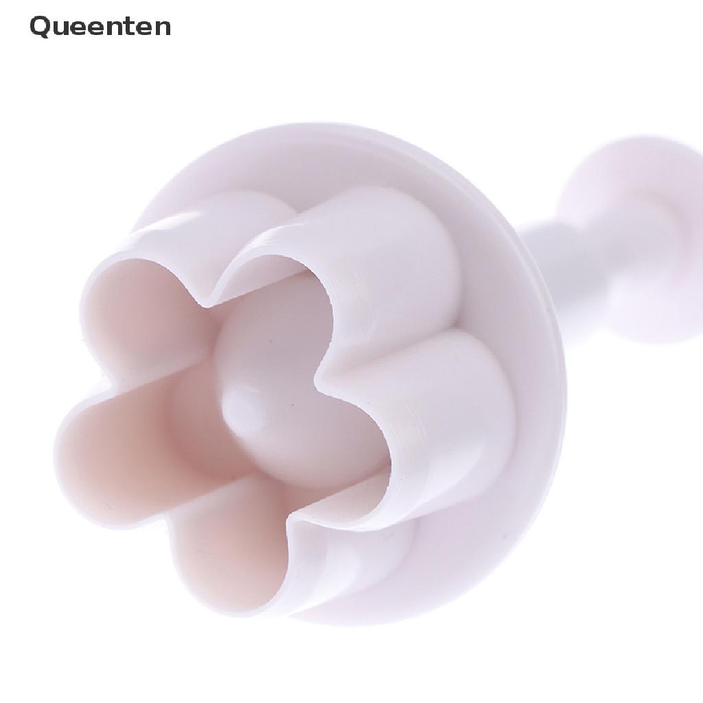 Queenten 4Pcs Plum Flower Fondant Cake Cutter Plunger Cookie Mold Decorating Candy Mould QT