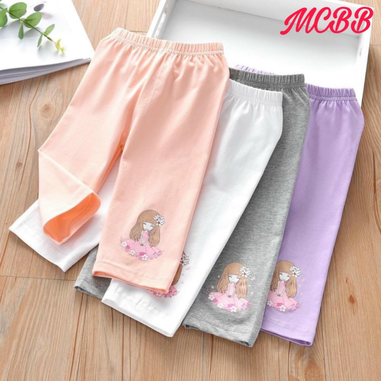 Quần thun ôm leggings đùi cho bé gái đi chơi đi học size 20-40kg chất cotton co giãn chuẩn form