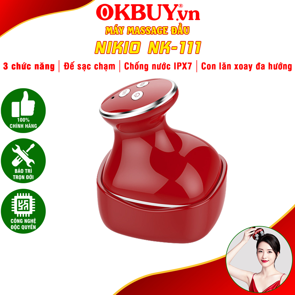 Máy Massage Đầu Kết Hợp Tia Hồng Ngoại, Chống Nước Nikio NK-111 - Rung Và Xoa Bóp Giúp Giảm Đau Nhức Đầu