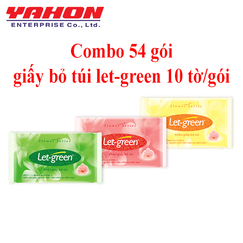 Combo 54 Gói Khăn Giấy Bỏ Túi LET-GRREN, 10 Tờ/Gói