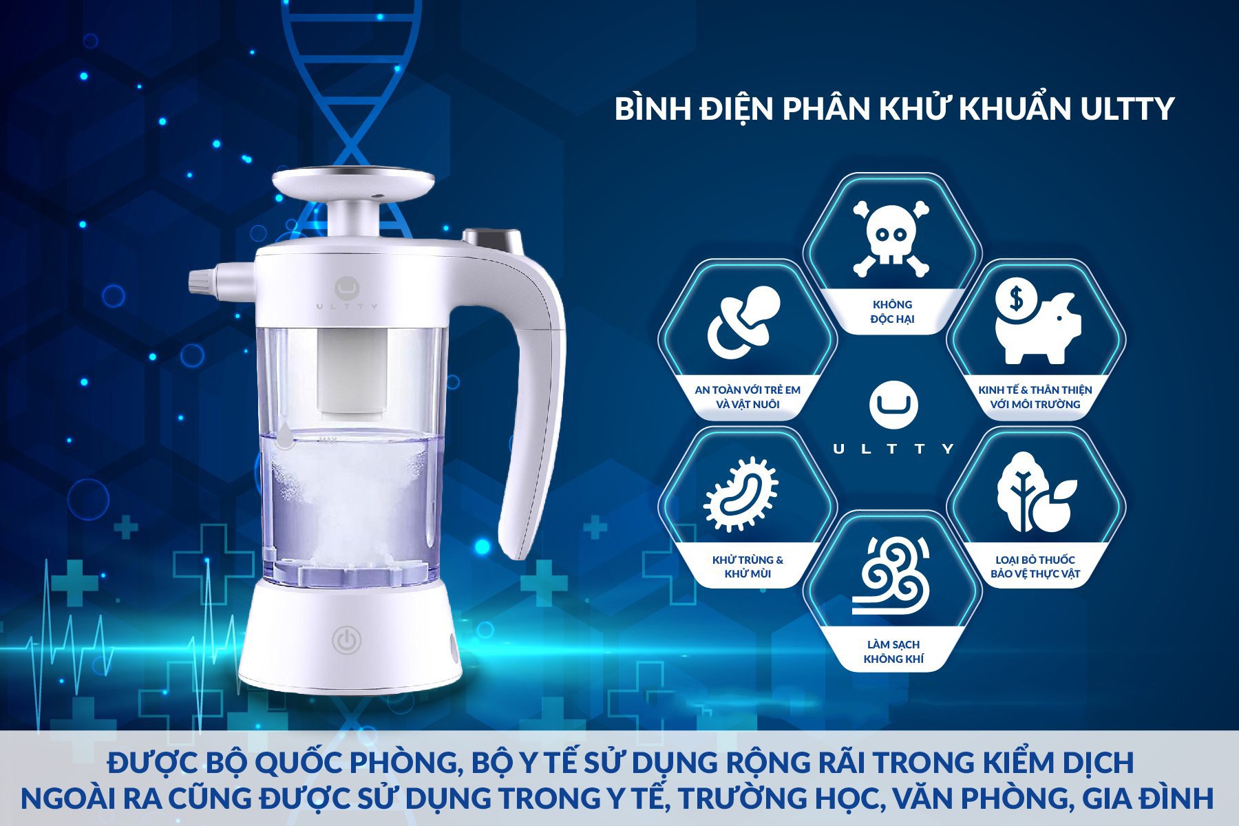 Bình điện phân diệt khuẩn Ultty – Sản xuất Anolyte - Hàng chính hãng