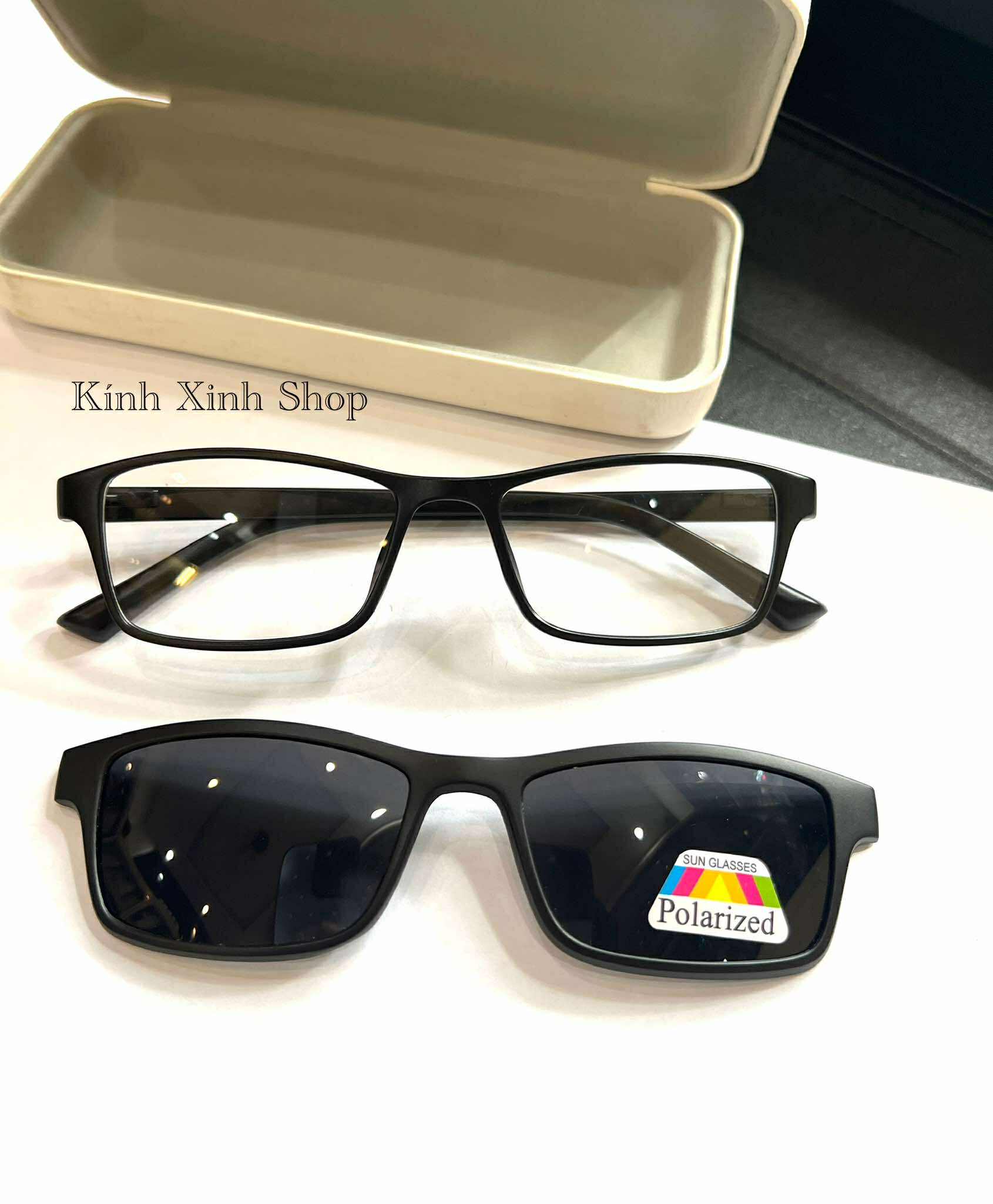 Kính Râm Cận, Kính Mắt Thời Trang Mắt Vuông Form Nhỏ Gọng Nhựa Đen Ultem Cho Nam Nữ