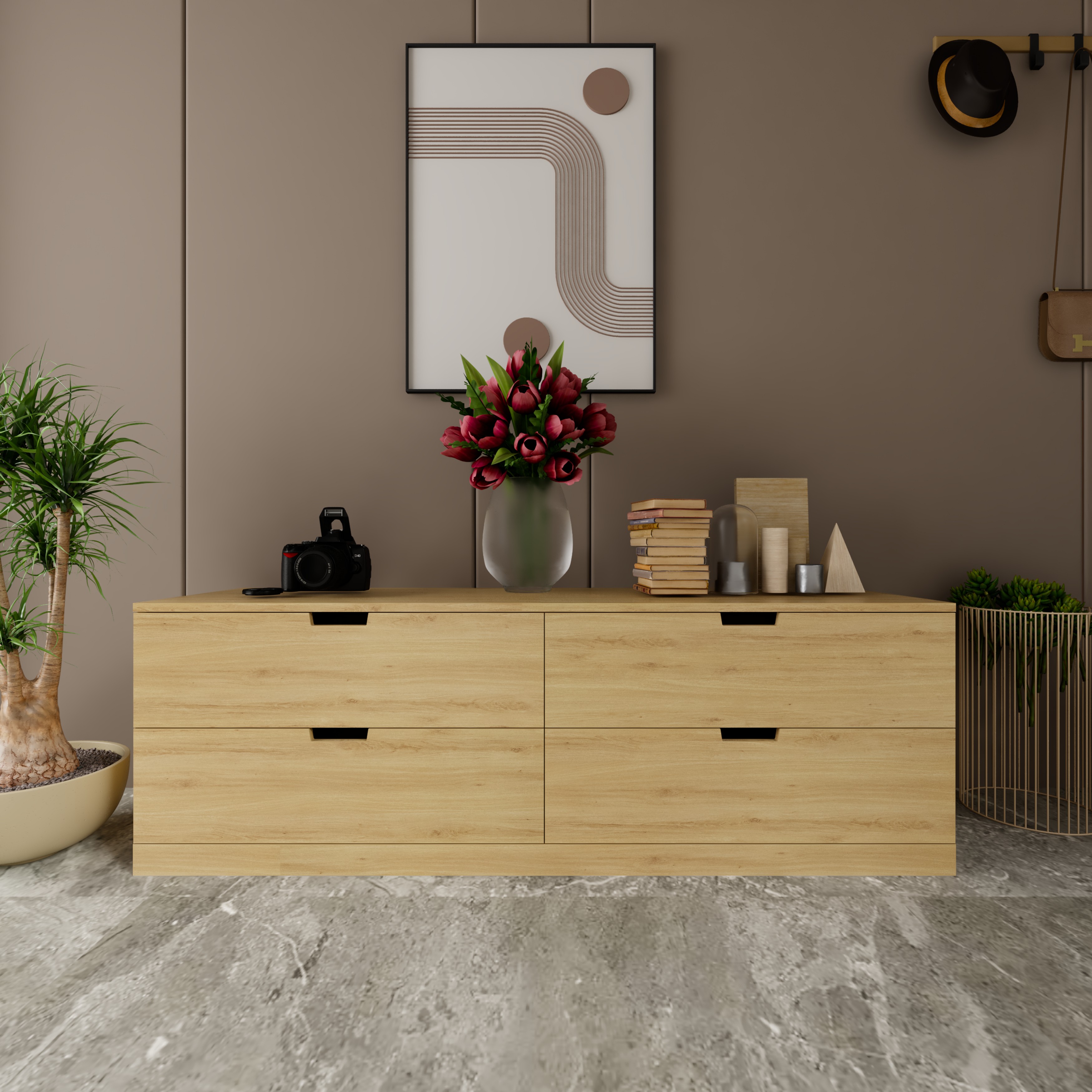 SCANDINA, Tủ đựng đồ 4 ngăn kéo, 160cm x 47cm x 53cm , THK_103
