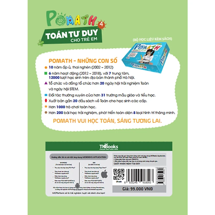 Sách PoMath - Toán Tư Duy Cho Trẻ Em 4-6 Tuổi - Tặng kèm bộ Bookmark
