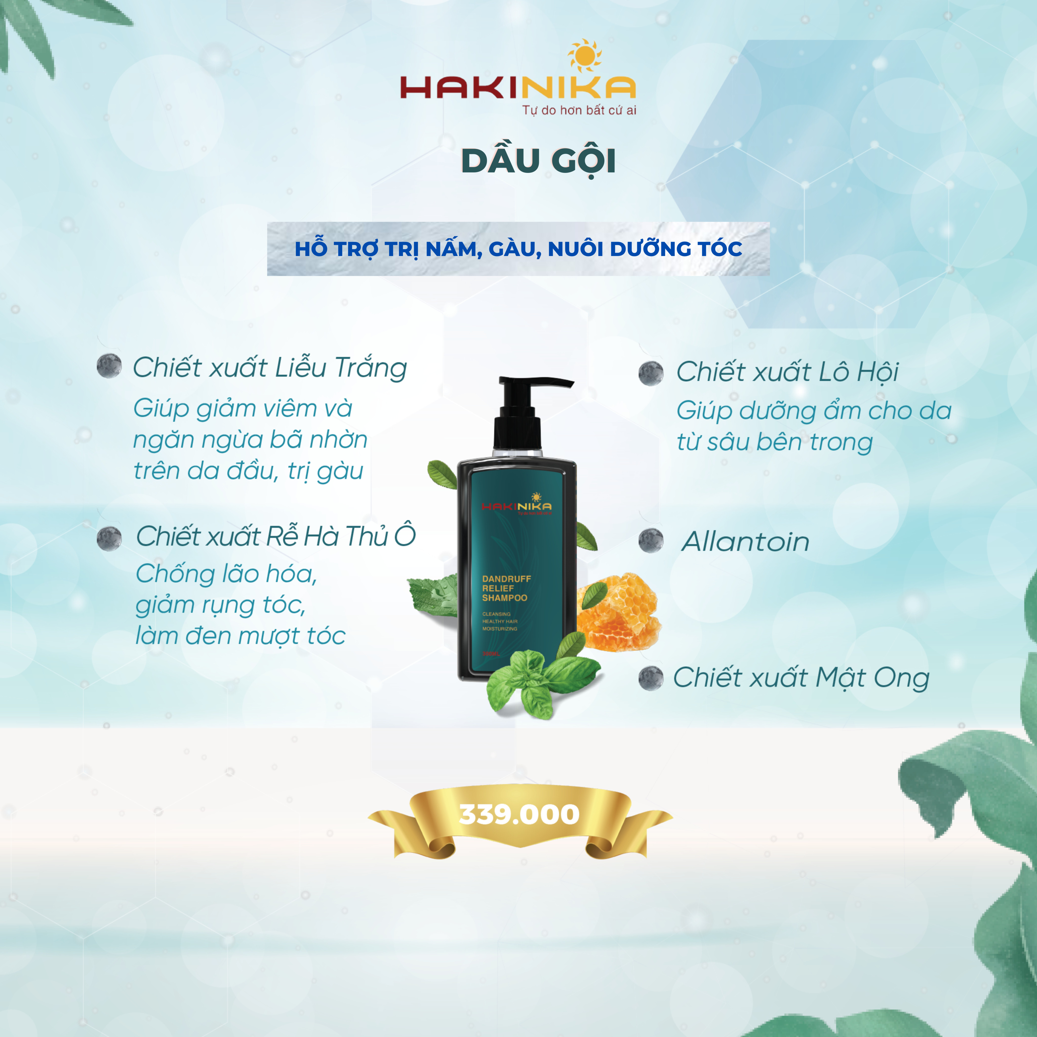 Dầu gội chống gàu, ngứa, nấm da đầu HAKINIKA Dandruff Relief Shampoo - LHN001