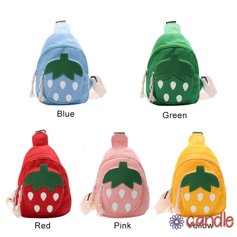 Túi Canvas Đeo Chéo In Hình Dâu Tây Dễ Thương Cho Nữ